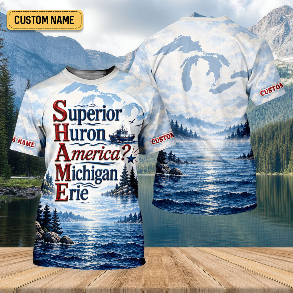 America Great Lakes Fishing UPF Shirt, Performance Fishing Shirt, UPF Sun Shirt For Men