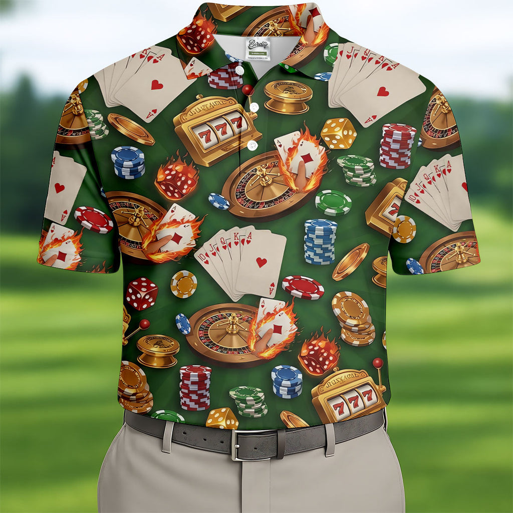 Casino Gambling Poker Golf Tops For Men, Golf Shirts For Men, Polo Shirts For Men, Golfing Apparel