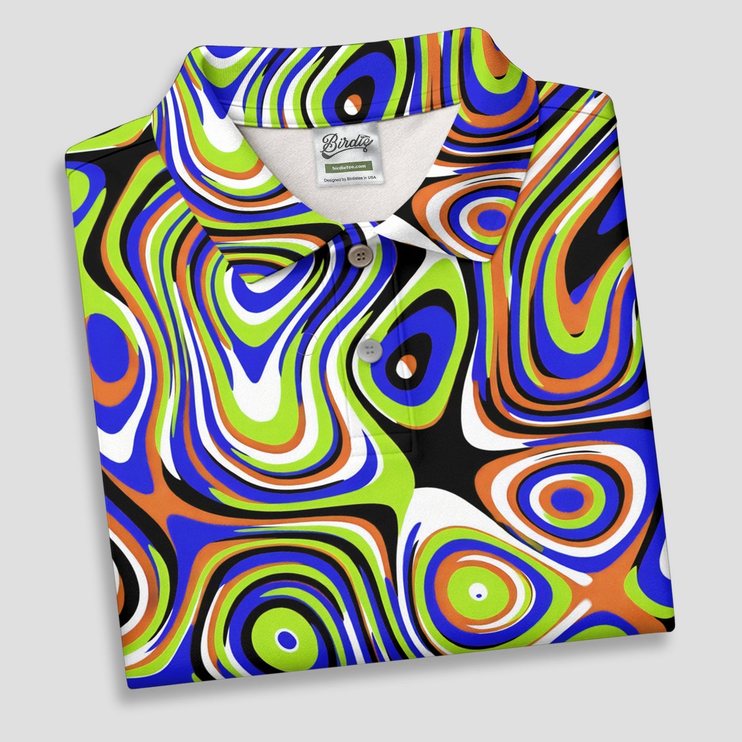 Blue And Green Fluid Art Cool Golf Shirt, Golf Tops For Men, Golf Shirts For Men, Golf Gift For Men