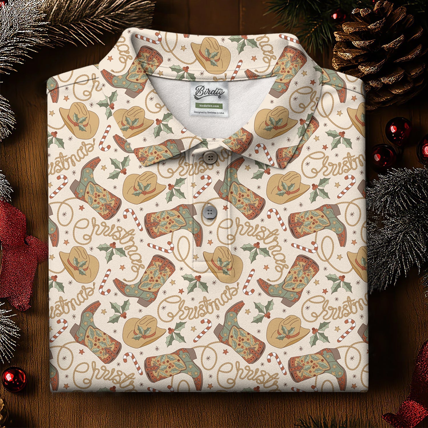 Western Christmas Golf Tops For Men, Christmas Golf Shirt, Polo Shirts For Men, Golf Gift For Men