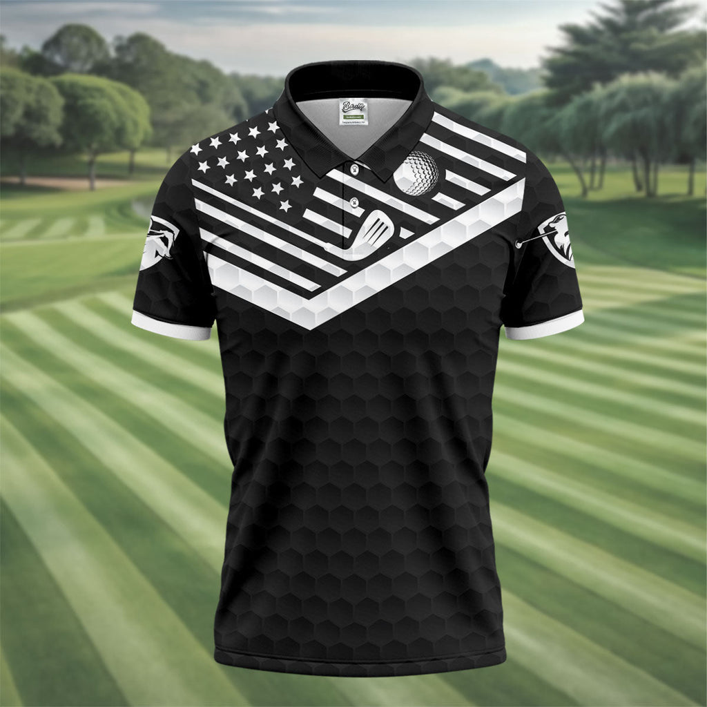 Best Dad By Par US Flag Pattern Father's Day Golf Shirt, Golf Gift For Dad, Personalized Gifts For Dad