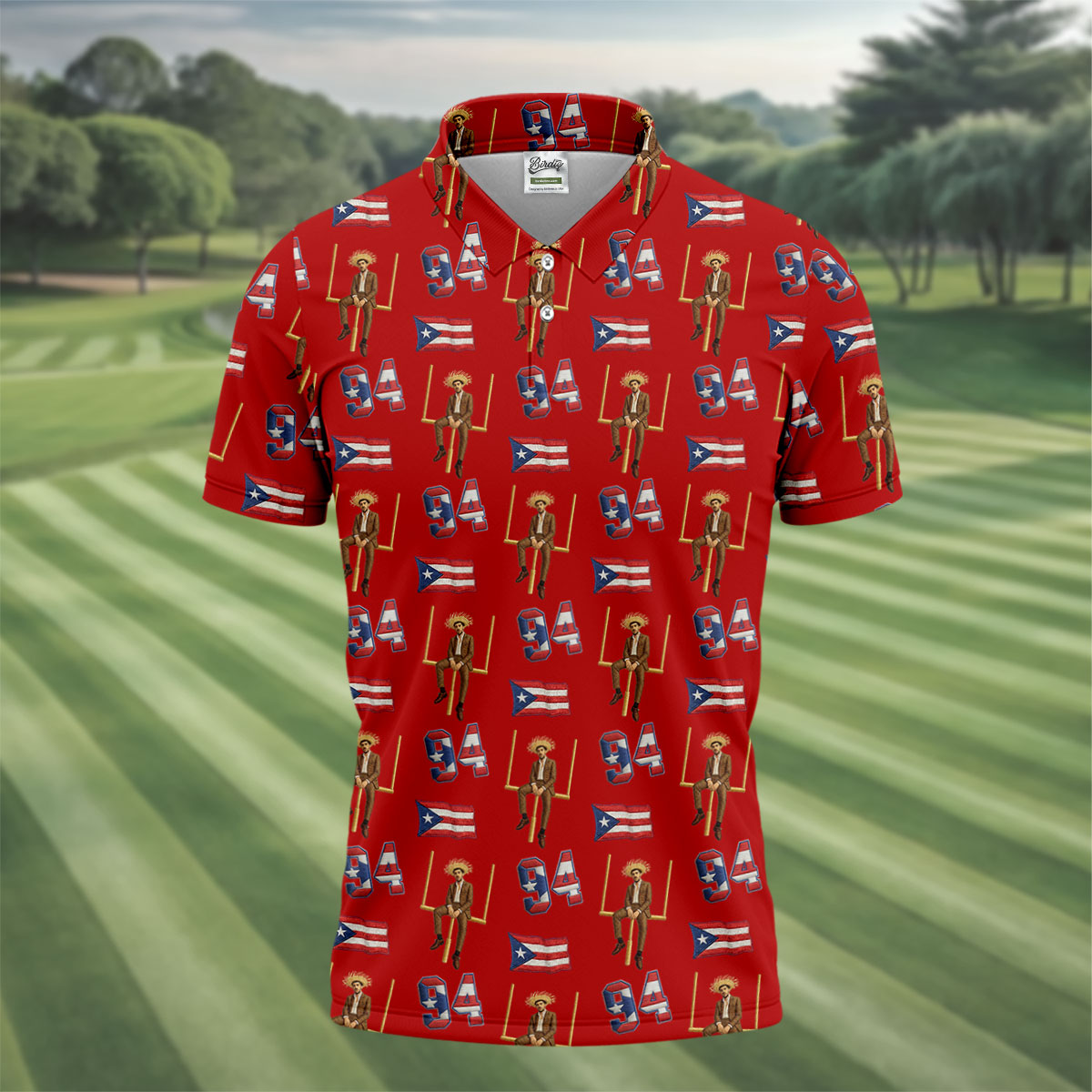 Bad Bunny Benito Bowl Football Theme Red Men Polo, American Football League Gift Ideas For Football Fans