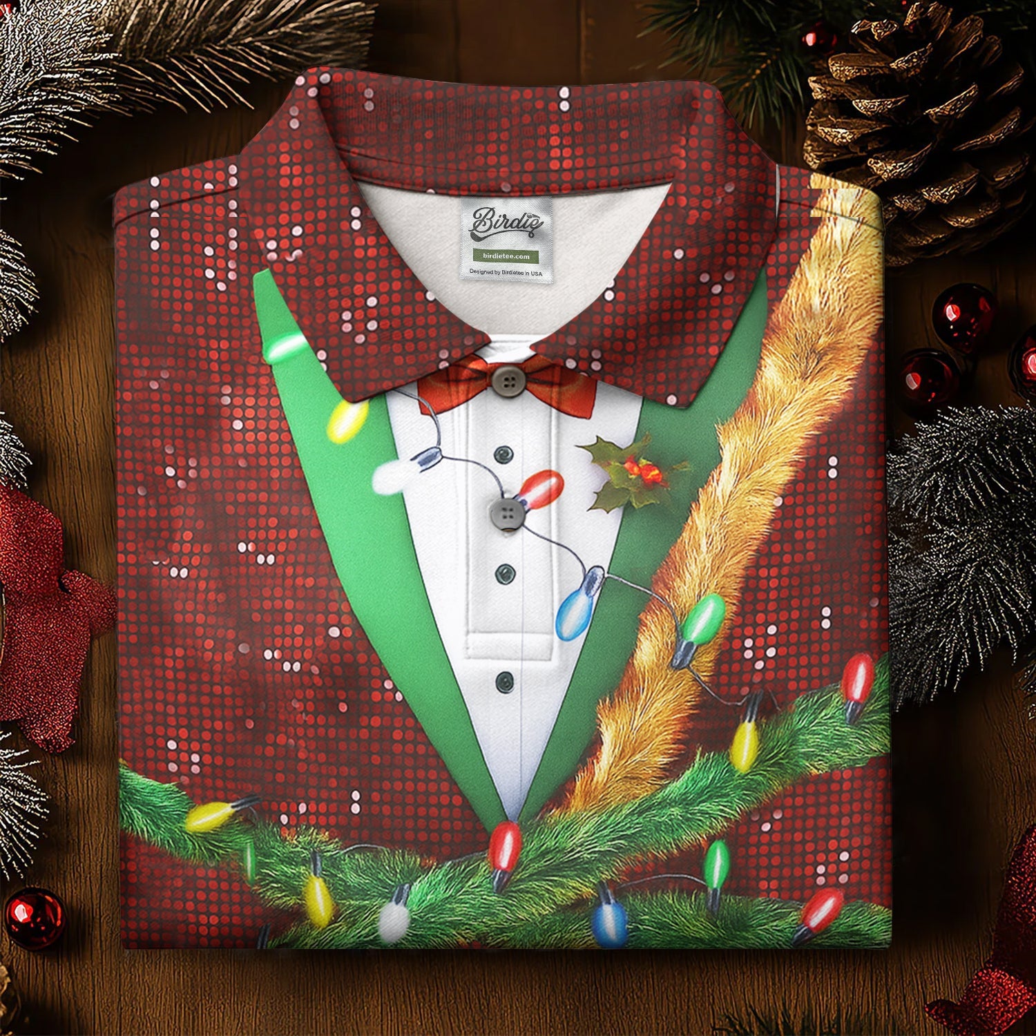 Christmas Lights Disco Ball Pattern Men's Golf Polo Shirts, Christmas Golf Shirt, Golf Gift For Men