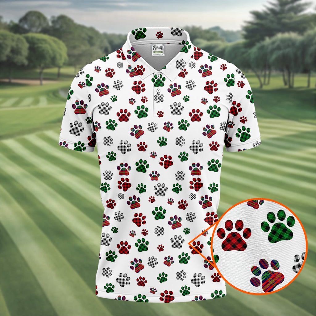 A Heartbeat At My Feet Paw Print Polo Shirt Dog Lover Gift Unique Gift For Golfer Polo Shirts For Men