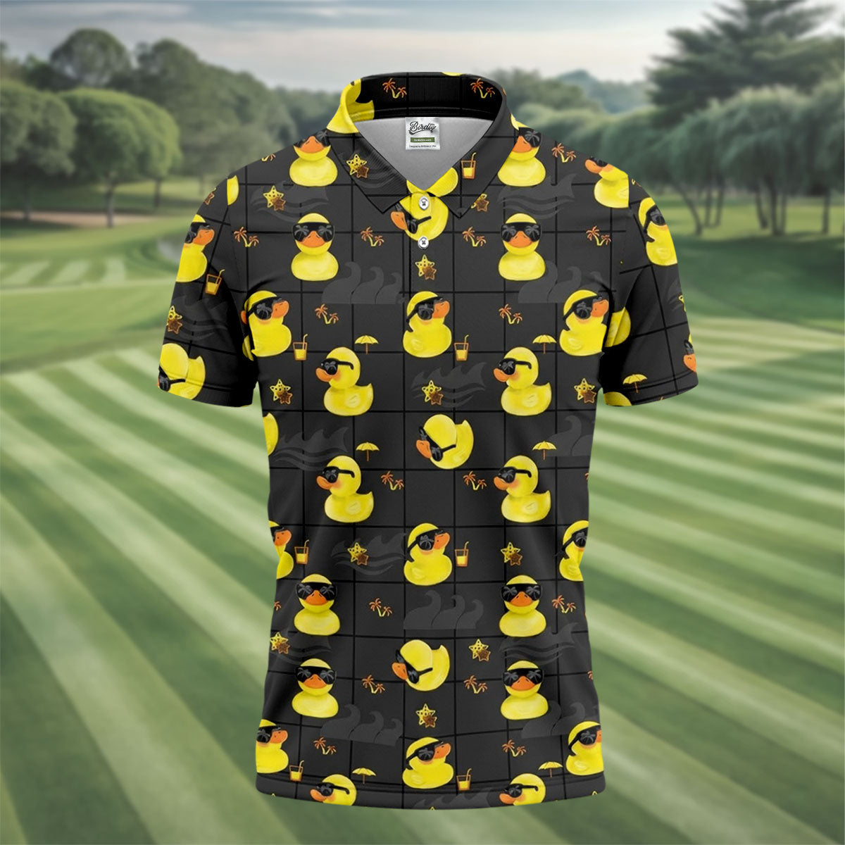 Yellow Rubber Duck Men's Funny Golf Shirts, Black Golf Shirt, Polo Shirts For Men, Golf Shirts For Men