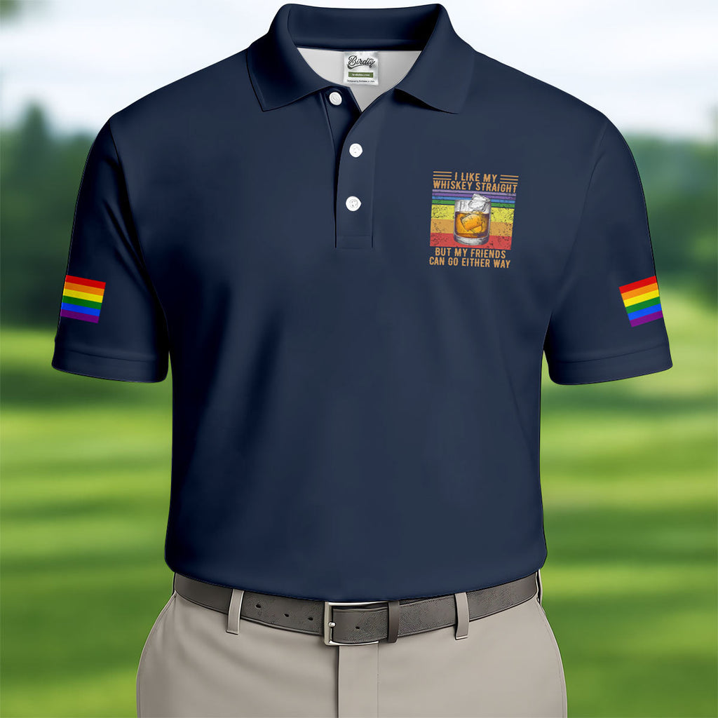 I Like My Whiskey Straight LGBT Pride Month Men's Funny Golf Shirts, LGBT Support Pride Shirt