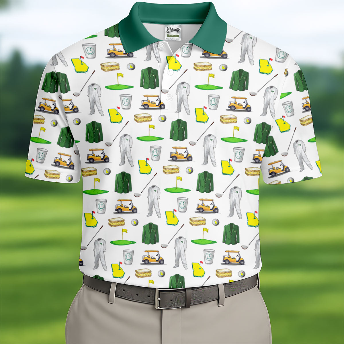 Golf Tournament Augusta Golf Seamless Pattern Performance Golf Shirt, Golf Tops For Men, Golf Shirts For Men