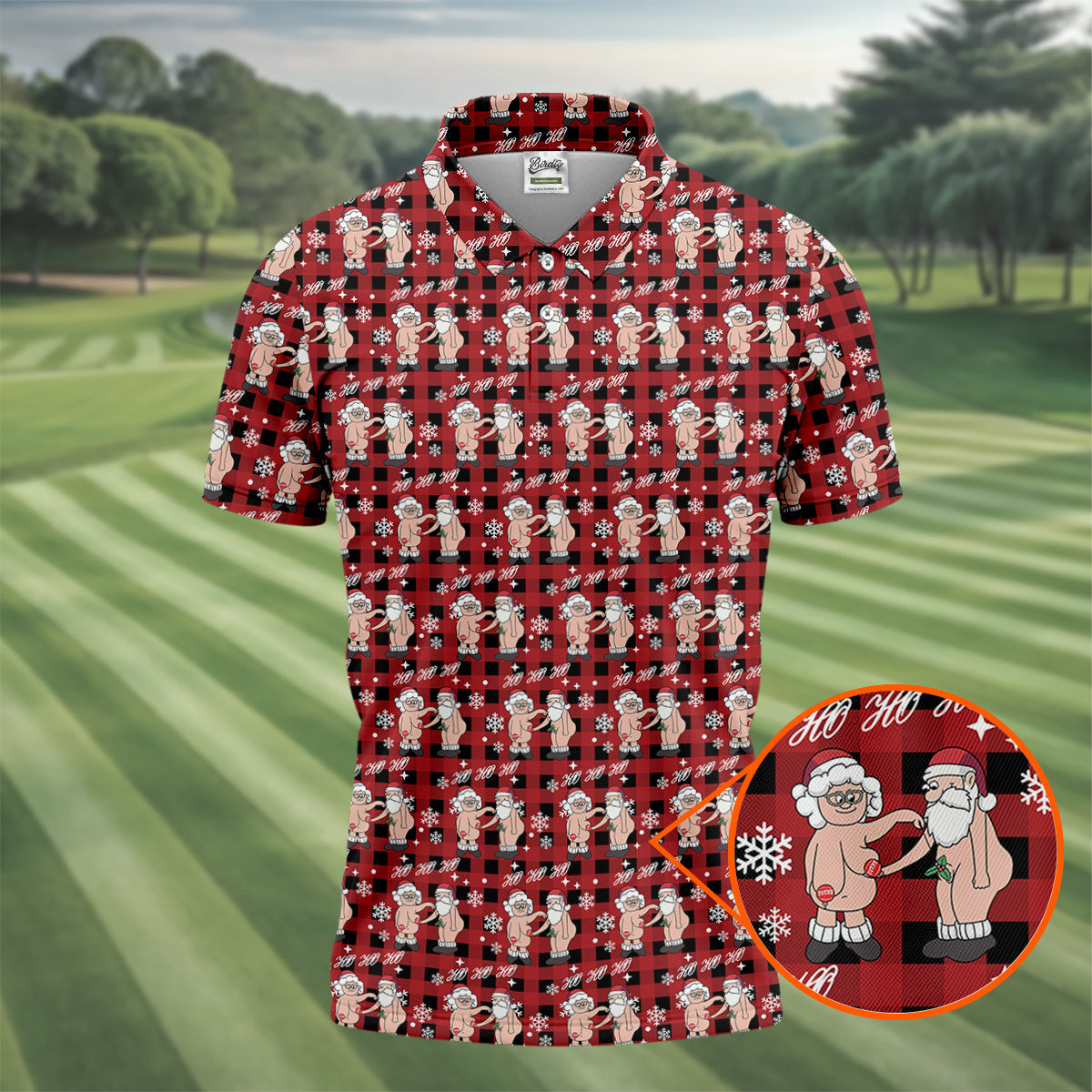 Ho Ho Ho Naughty Couple Funny Santa Christmas Golf Shirt, Fun Golf Shirts For Men, Polo Shirts For Men