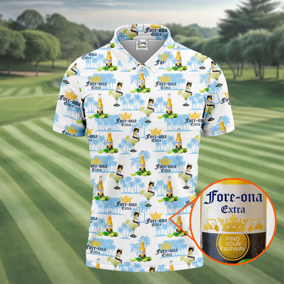 Fore-ona Extra Find Your Fairway Golf And Beer Men's Funny Golf Shirts, Golf Shirts For Men