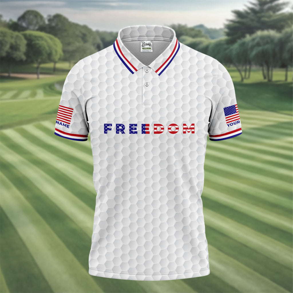 Freedom American Bald Eagle 250th Anniversary White Golf Shirt, Patriotic 4th Of July Golf Shirts For Men