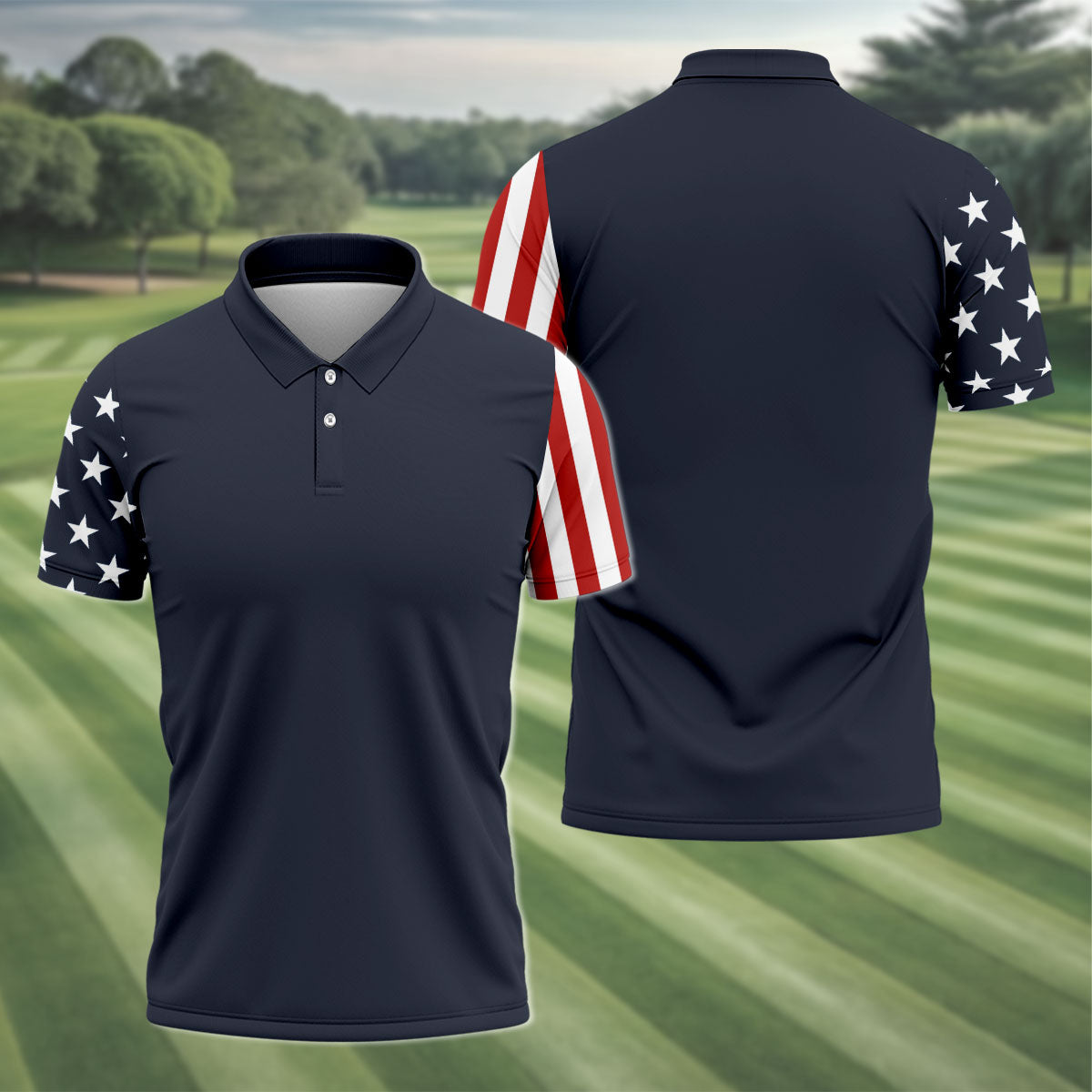 American Flag Golf Polo ShirtMens Golf Gift, Patriotic Golf Shirt, America 250 Anniversary Golf Polo