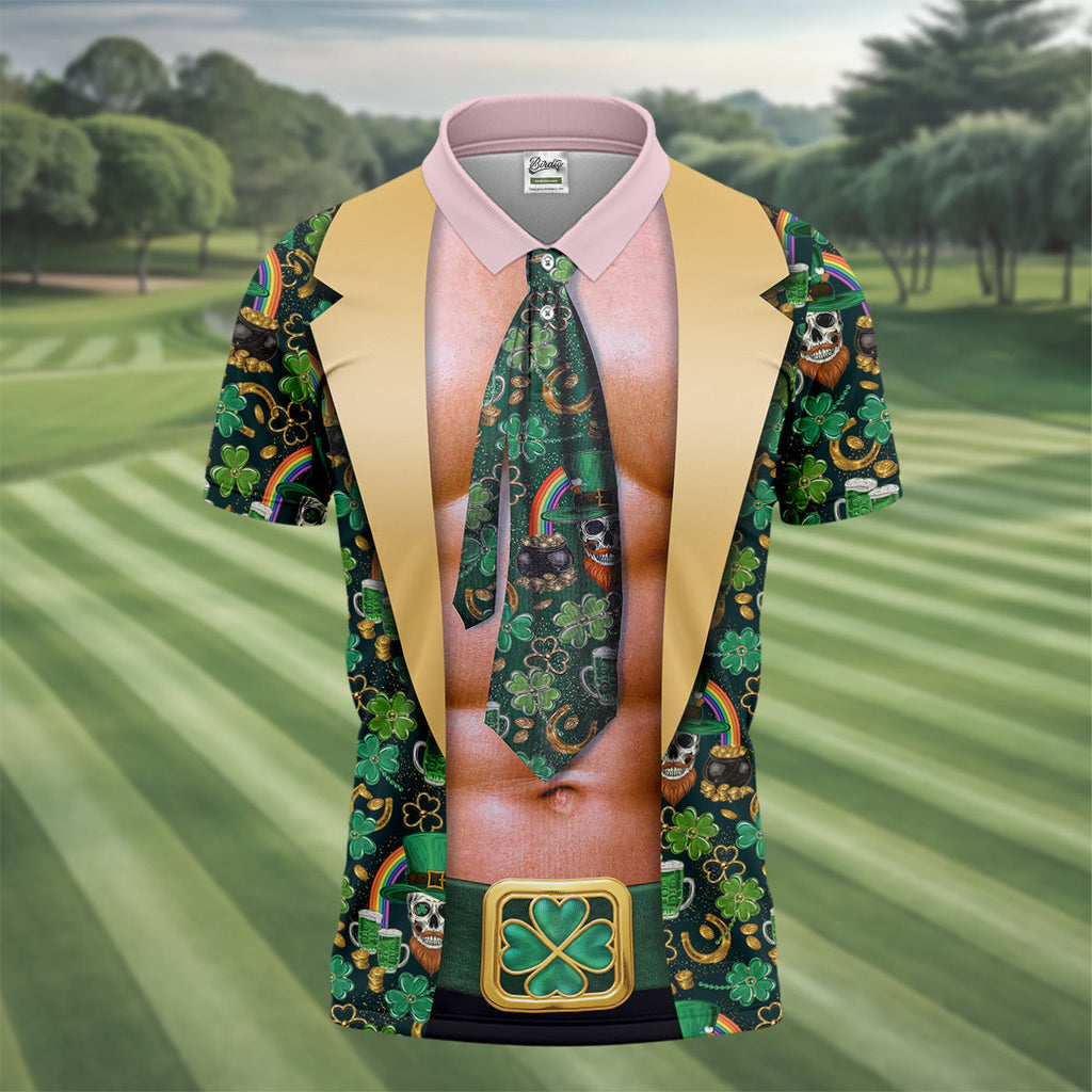 Funny Costume Shamrock St Patrick's Day Golf Shirt, Performance Golf Shirt, Polo Shirts For Men