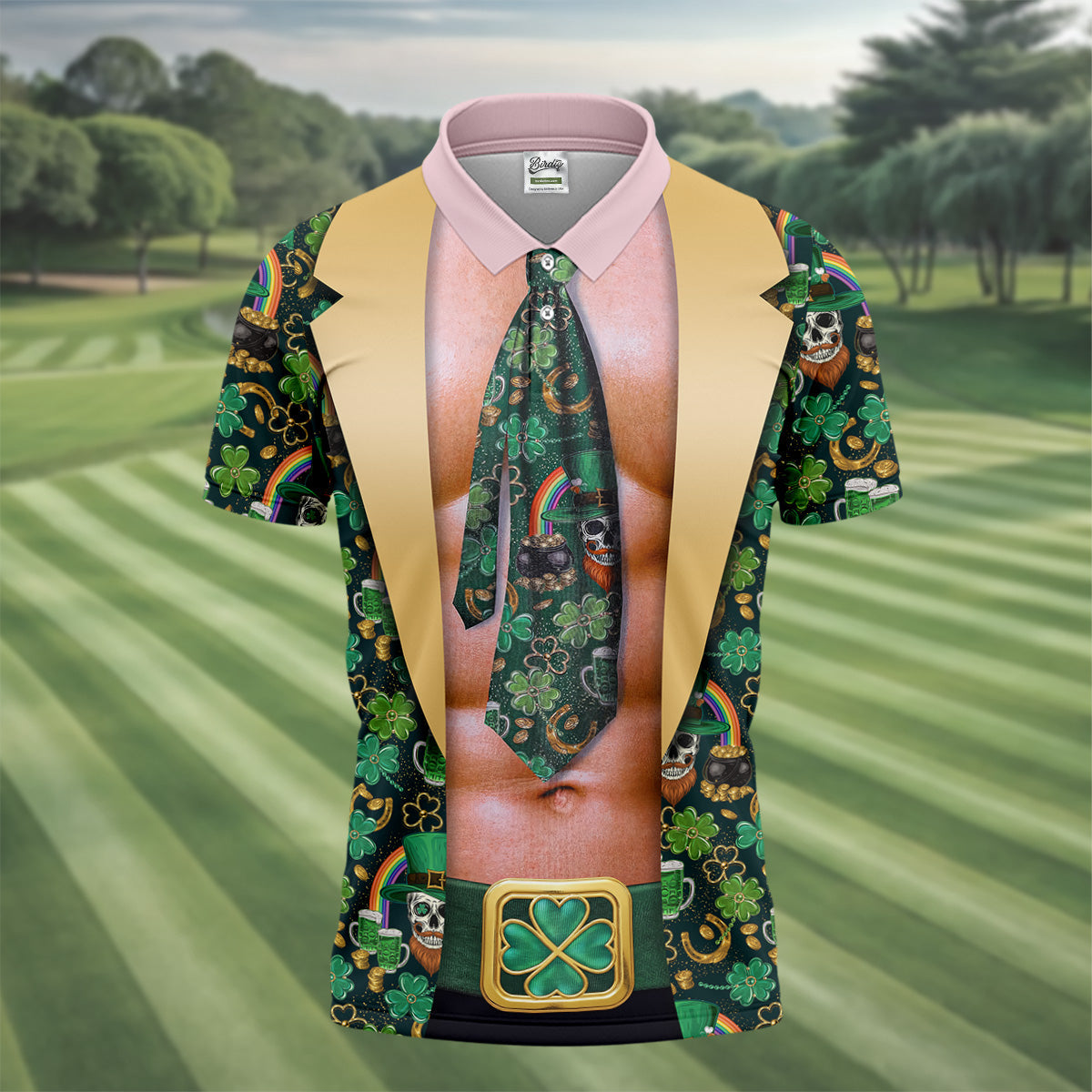 Funny Costume Shamrock St Patrick's Day Golf Shirt, Performance Golf Shirt, Polo Shirts For Men