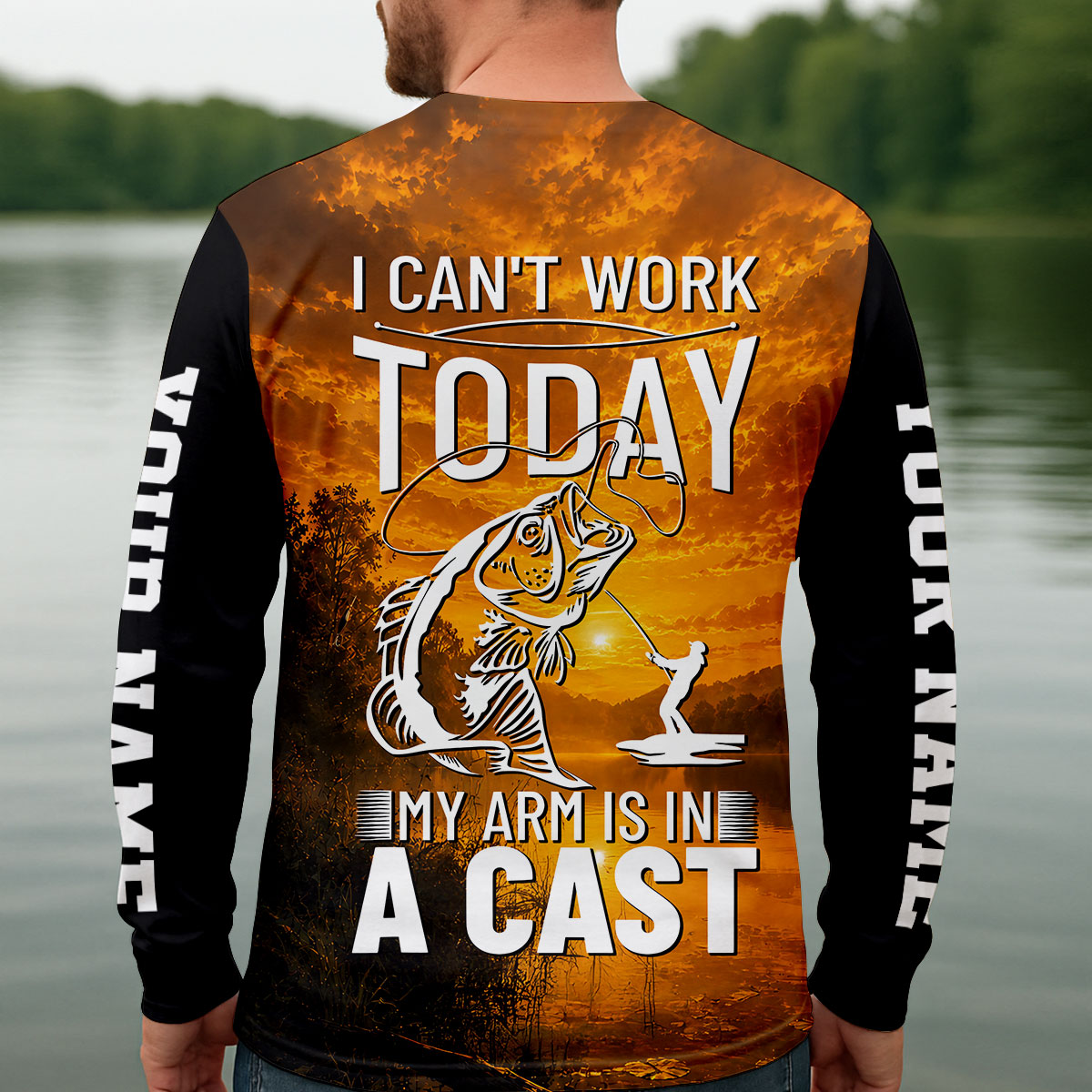 I Cant Work Today My Arm Is In A Cast UPF Shirt, Fishing Shirt For Men, Bass Fishing Shirt