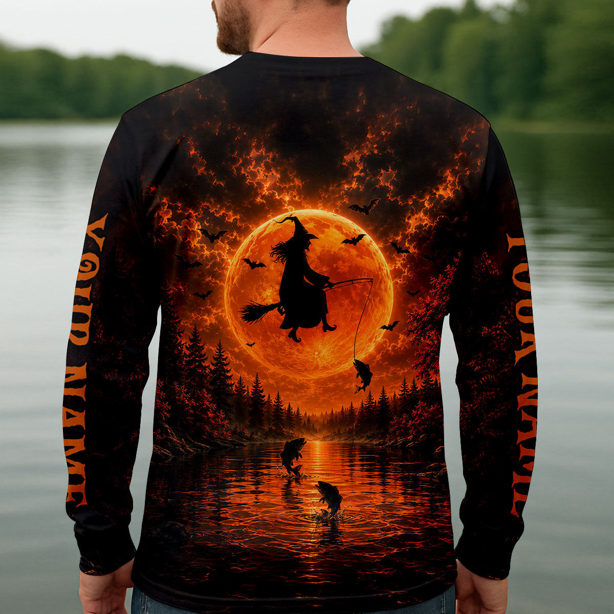 My Broom Broke So Now I Go Fishing UPF Shirt, Mens Fishing Shirt, Halloween Fishing Shirt