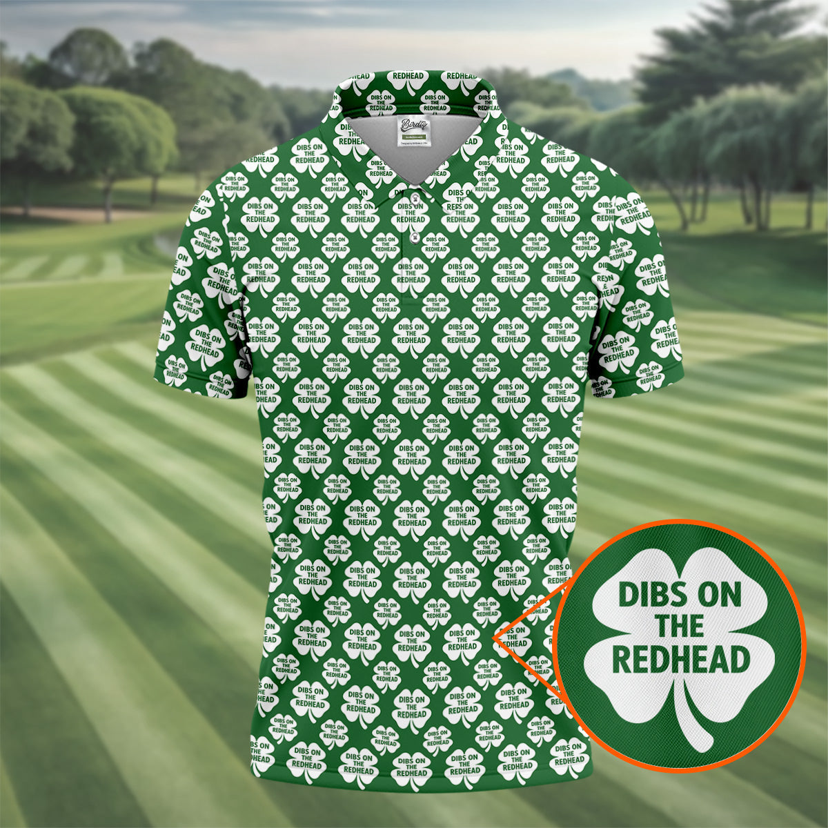 Dibs On The Redhead Lucky Four Leaf Clover St Patrick's Day Golf Shirt, Polo Shirts For Men, Golf Shirts For Men