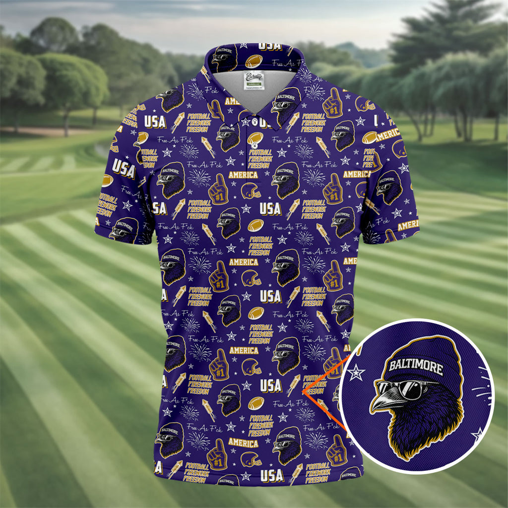 Purple Raven Metallic Gold With Purple Sport Polo, American Football League Gift Ideas For Football Fans