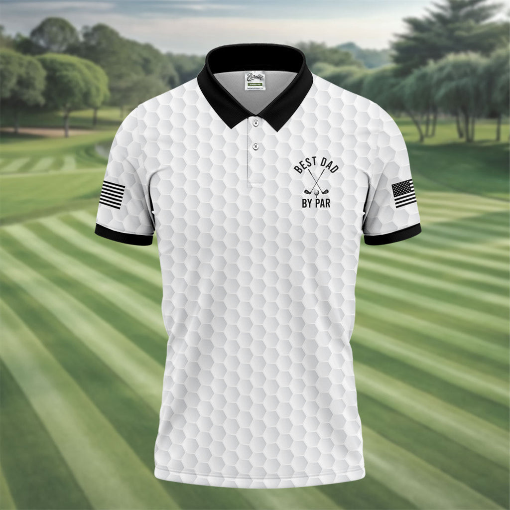Best Dad By Par US Flag Pattern Father's Day Golf Shirt, Golf Gift For Dad, Polo Shirts For Men