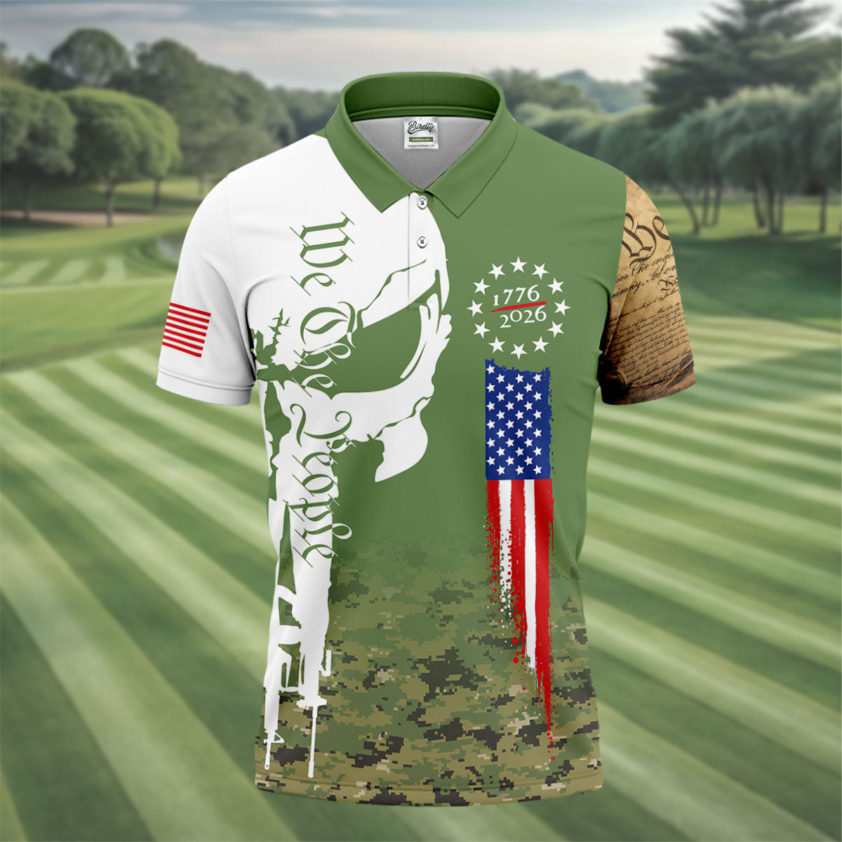 American Bill Of Rights Father's Day Camo Golf Shirt, 250 Years 4th Of July Polo Shirts For Men
