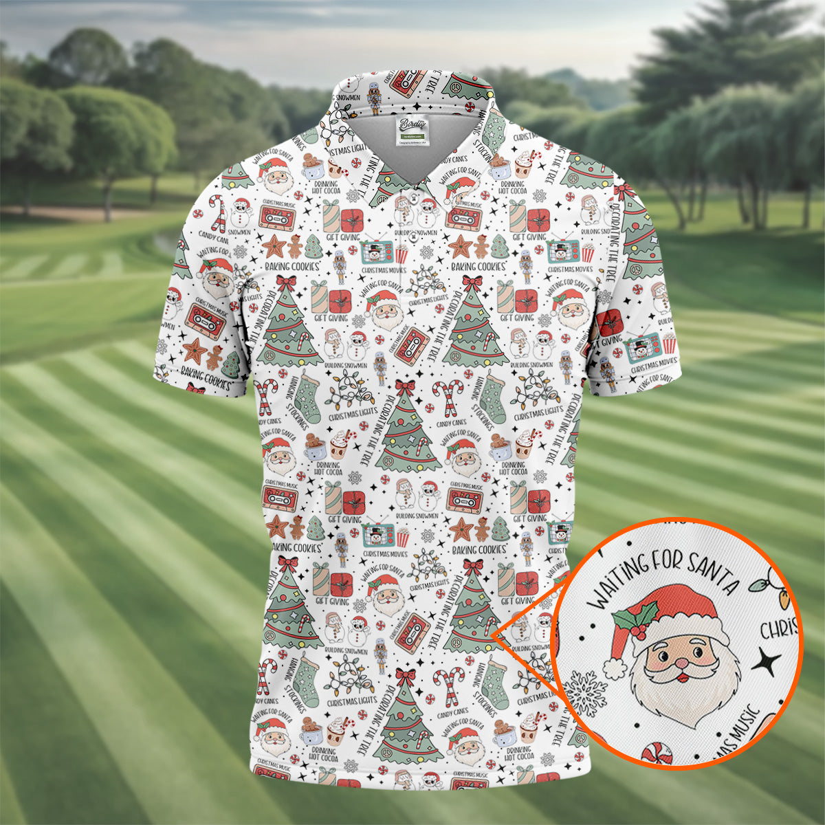 Tis The Season Santa Claus White Men's Golf Polo Shirts, Christmas Golf Shirt, Polo Shirts For Men