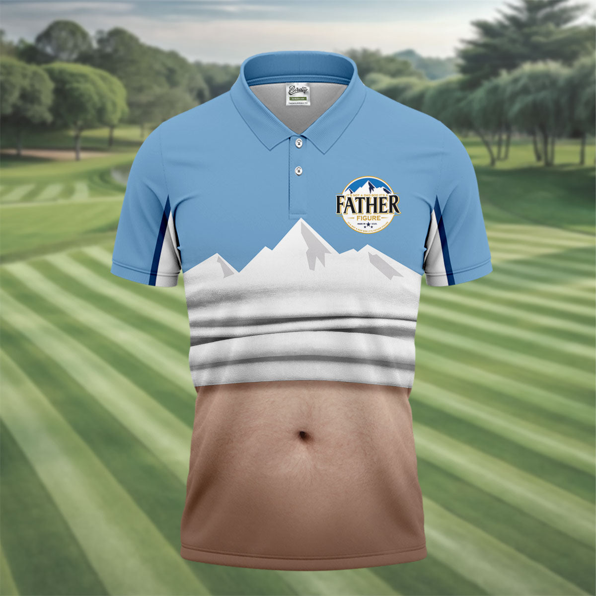 It's Not A Dad Bod It's A Father Figure Men's Funny Golf Polo Shirts, Father's Day Golf Shirt, Golf Gift For Dad
