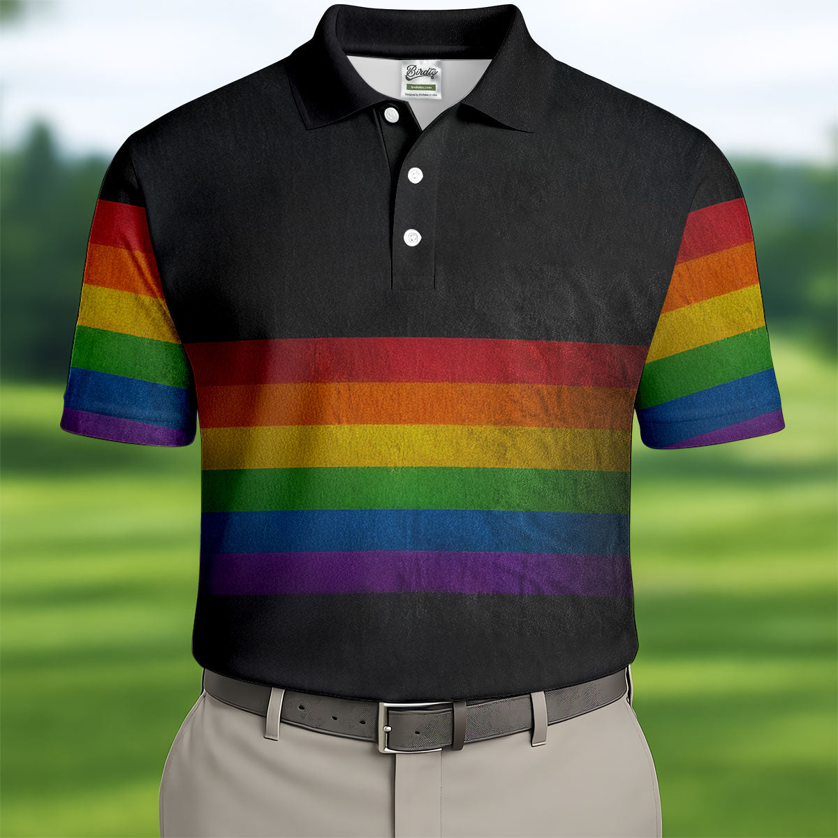 Pride Rainbow Flag Retro Golf Shirt, LGBTQ Month Polo Shirts For Men, Golf Shirts For Men