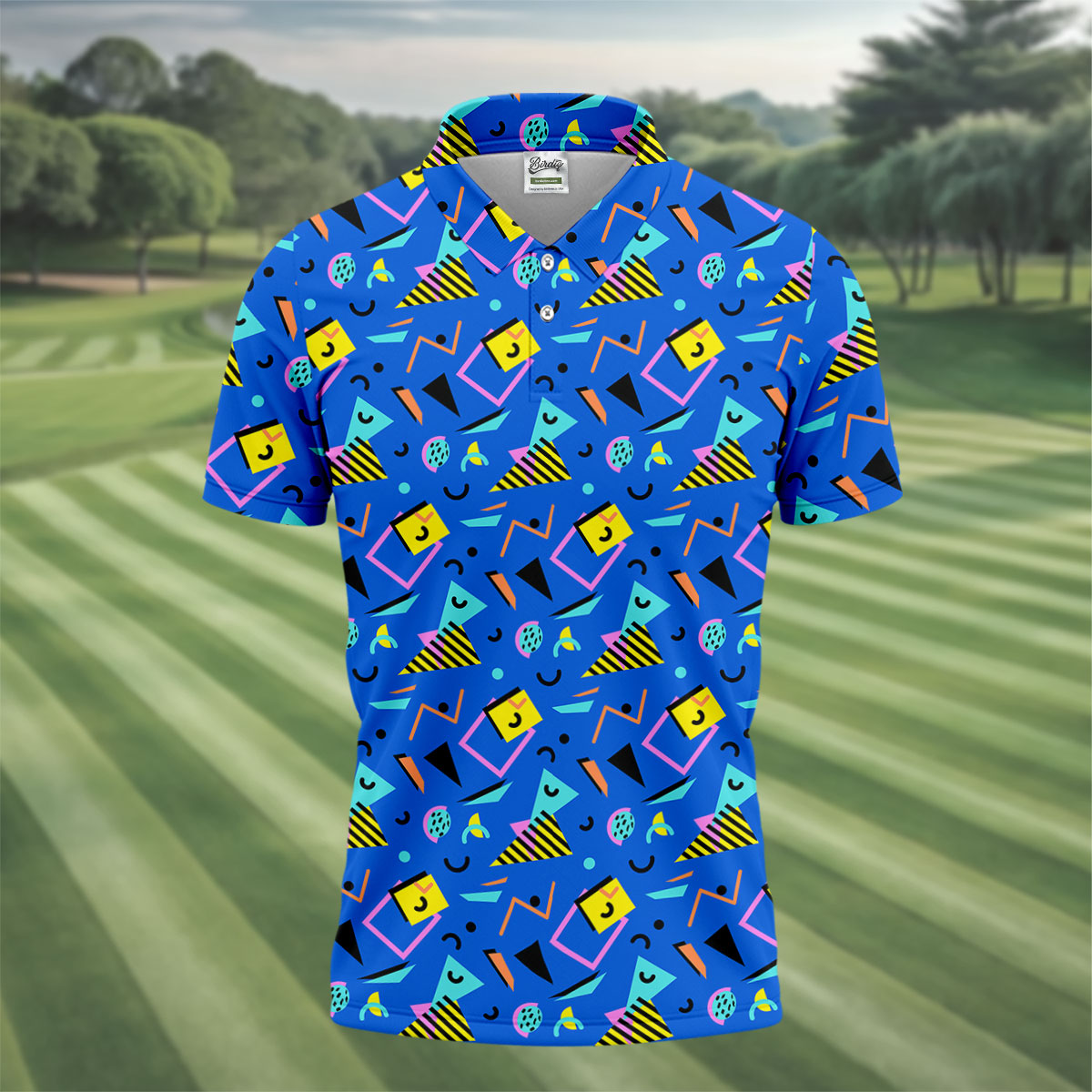 Playful Geometric Memphis Style Golf Tops For Men, Polo Shirts For Men, Golf Shirts For Men