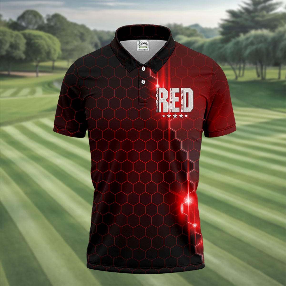 Remember Everyone Deployed Hexagonal Gradient Father's Day Golf Shirt, 250 Years Polo Shirts For Men
