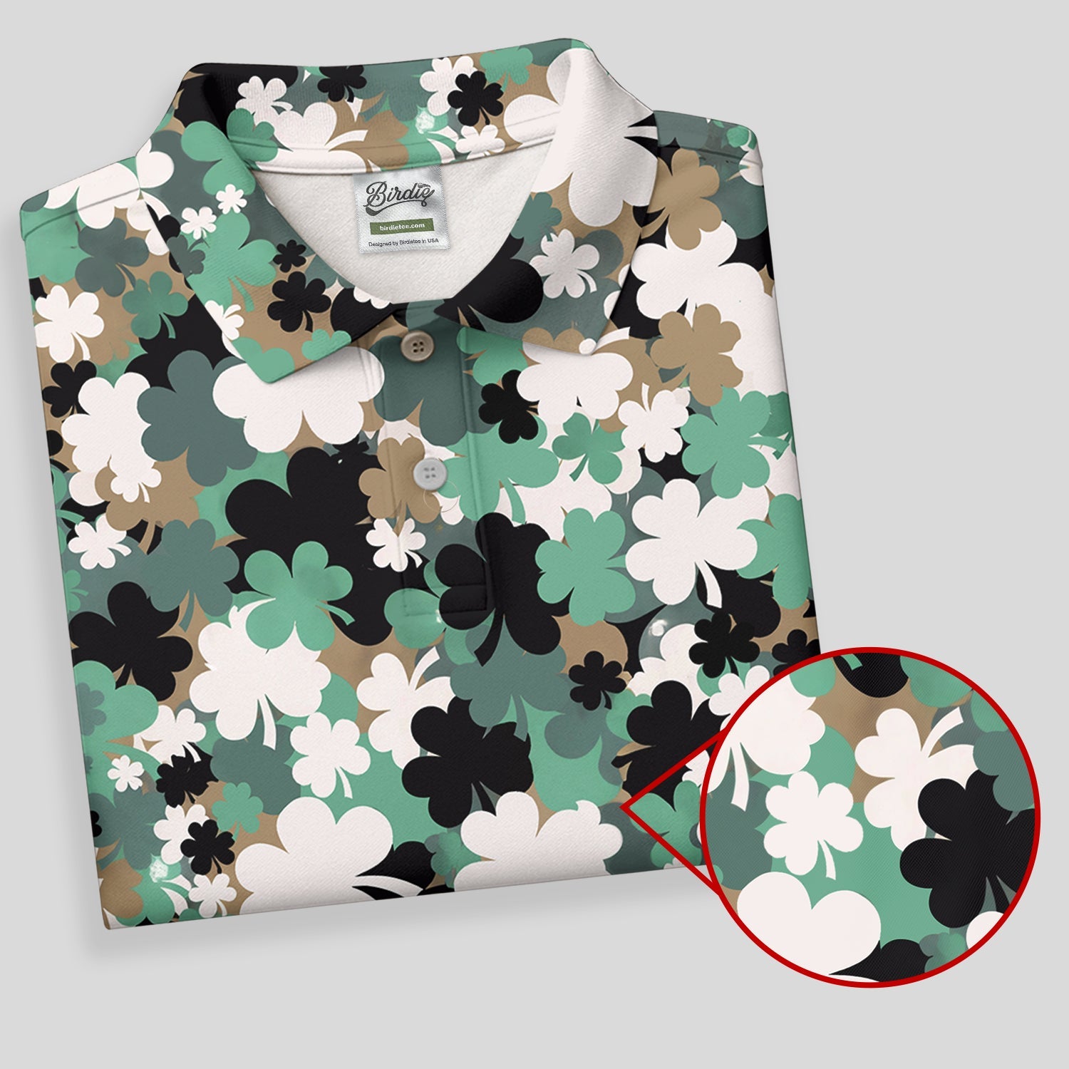 Irish Camo St. Patrick’s Day Shamrock Golf Shirt, Women's Golf Tops, Ladies Golf Polos