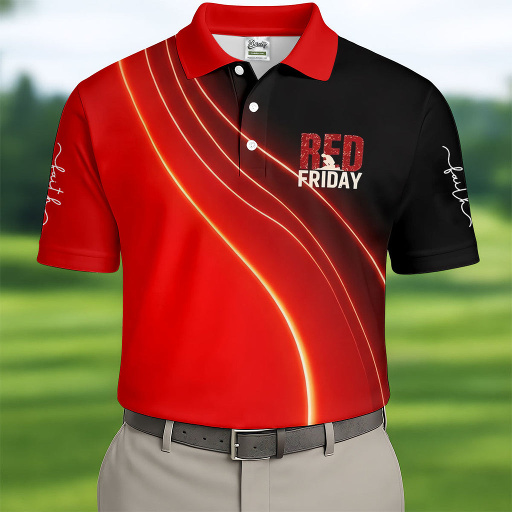Red Friday Red Black Gradient Faith 4th Of July Golf Shirt, 250 Years Polo Shirts For Men