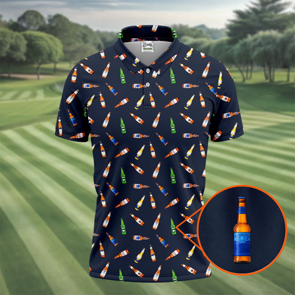 Funny Beer Bottle 19th Hole Men's Funny Golf Shirts, Golf Tops For Men, Golf Shirts For Men, Golfing Apparel