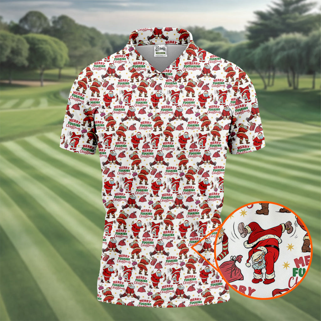 Merry Freaking Christmas Funny Santa Christmas Golf Shirt, Fun Golf Shirts For Men, Golf Gift For Men