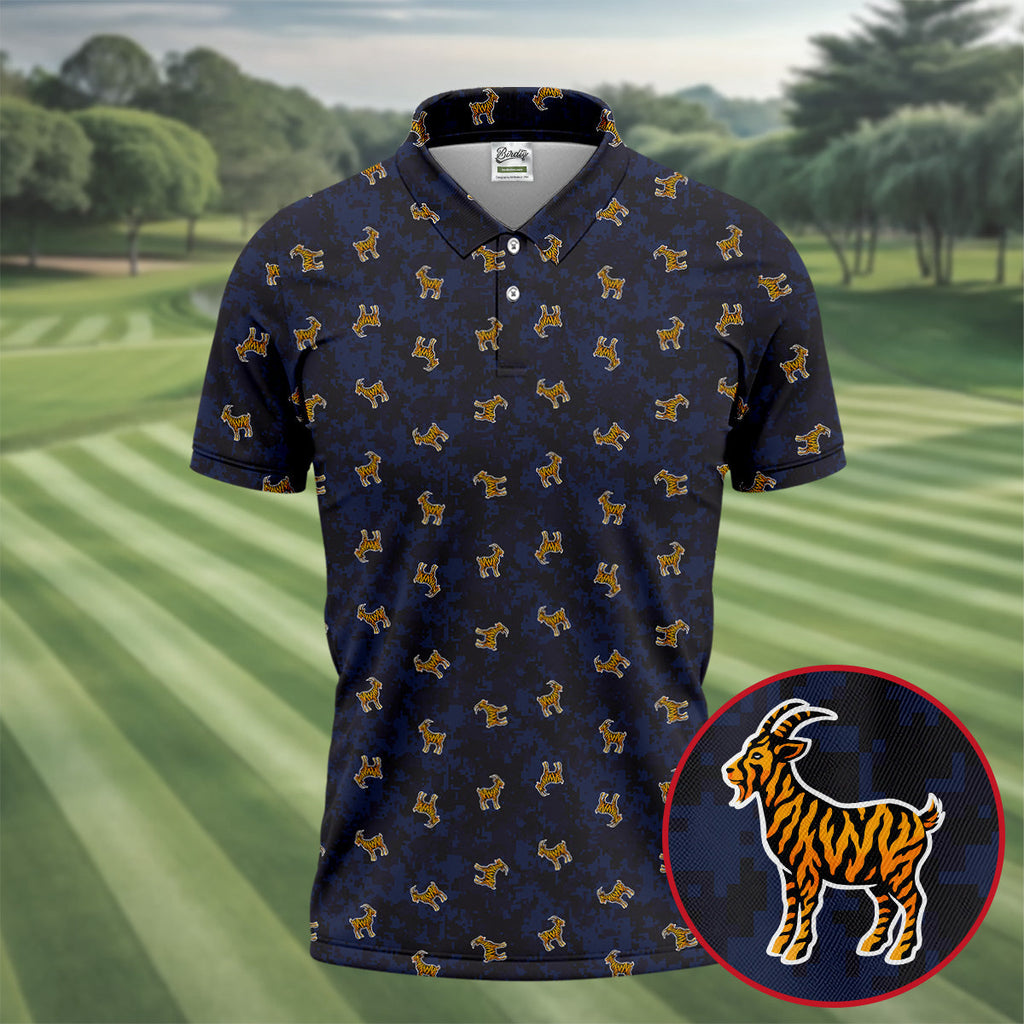 Tiger Goat Digital Camouflage Funny Golf Shirt, Polo Shirts For Men, Golf Shirts For Men