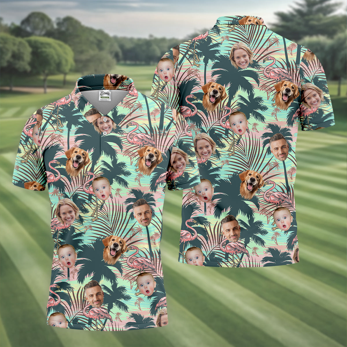 Hawaiian Shirts With Faces, Flamingo Golf Shirt, Men Golf Polo, Custom Team Shirts, Golf Gifts For Men