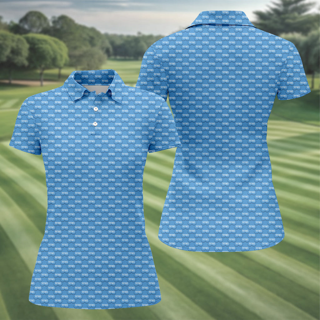 Funny Blue Golf Shirt, Patterned Golf Polo Shirts, Ladies Long Sleeve Golf Shirts, Matching Golf Shirts