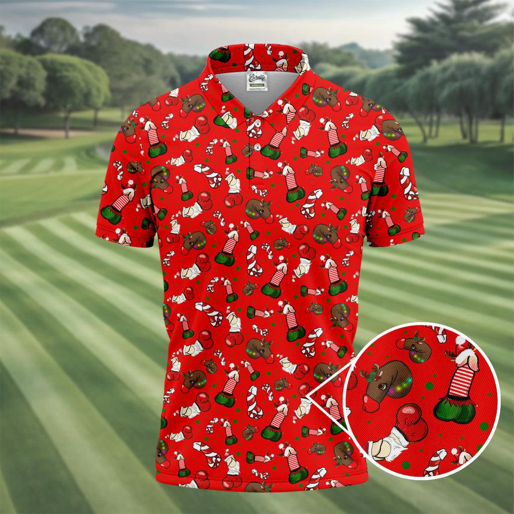 Funny Christmas Golf Tops For Men, Funny Dirty Red Golf Shirt, Christmas Golf Shirt, Golfing Apparel