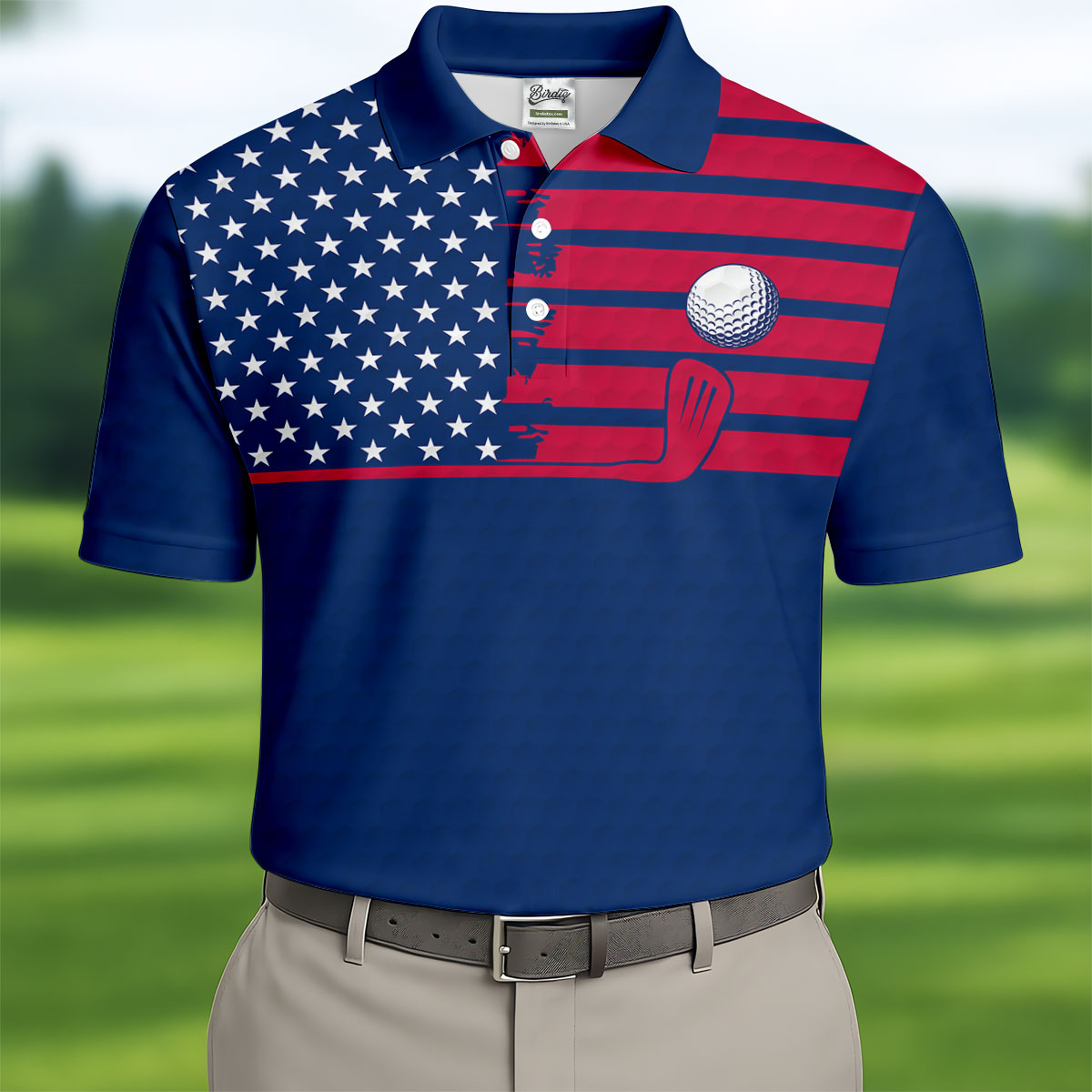 Stop Looking At My Putt US Flag Pattern Funny Golf Shirt, 250 Years 4th Of July Patriotic Golf Shirts For Men