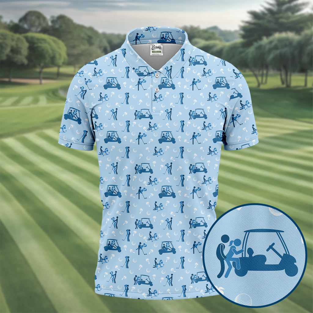 Naughty Couple Stick Figure Blue Funny Golf Shirt, Adult Humor Polo ShirtFor Men, Golf Shirts For Men