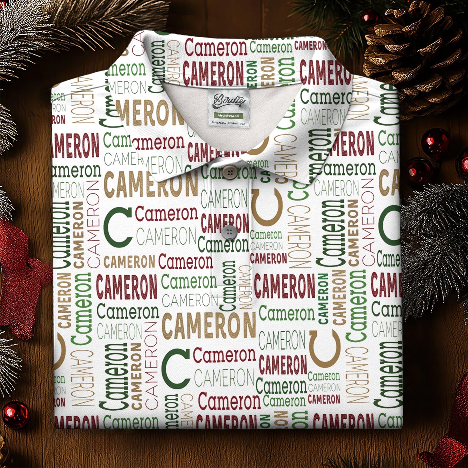 Cameron Pattern Christmas Golf Tops For Men, Christmas Golf Shirt, Men Golf Apparel