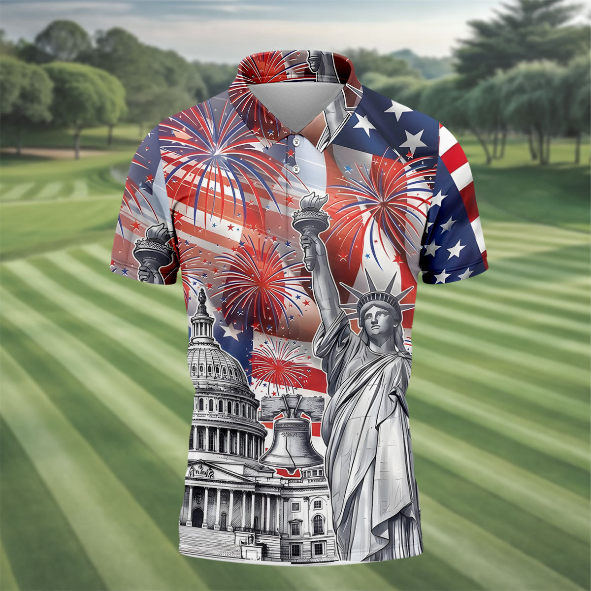 250 Years Of Freedom We The People American Flag Golf Shirt, Patriotic 4th Of July Golf Shirts For Men