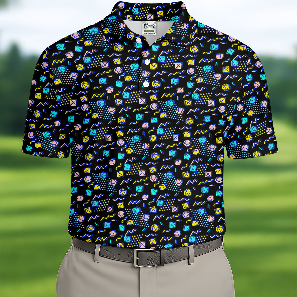 90s Dice Memphis Style Black Golf Shirt, Cute Golf Shirt, Polo Shirts For Men, Golf Shirts For Men