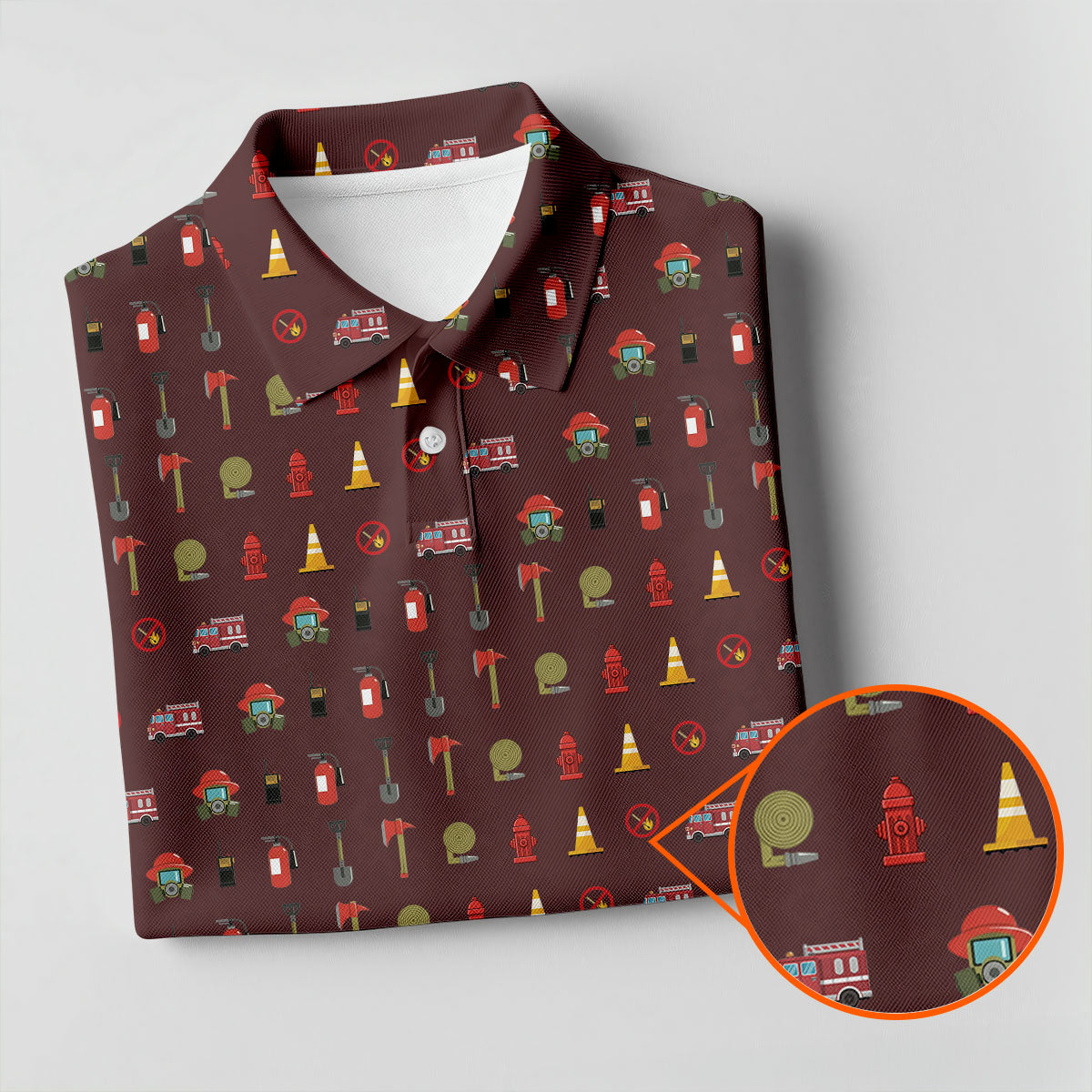 Fireman Patter Men's Funny Golf Shirts, Golf Tops For Men, Polo Shirts For Men, Golf Shirts For Men
