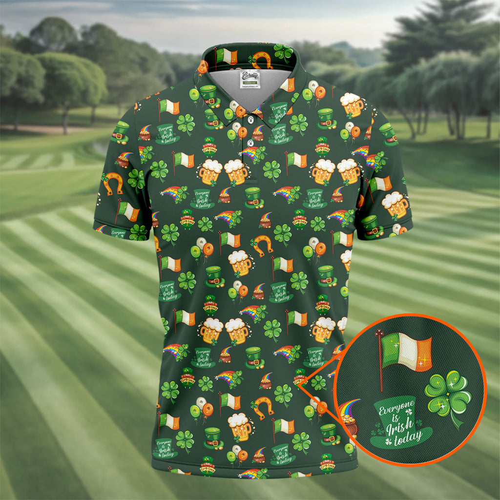 Everyone Is Irish Today Shamrock St Patrick's Day Dark Green Golf Shirt, Polo Shirts For Men, Golf Shirts For Men