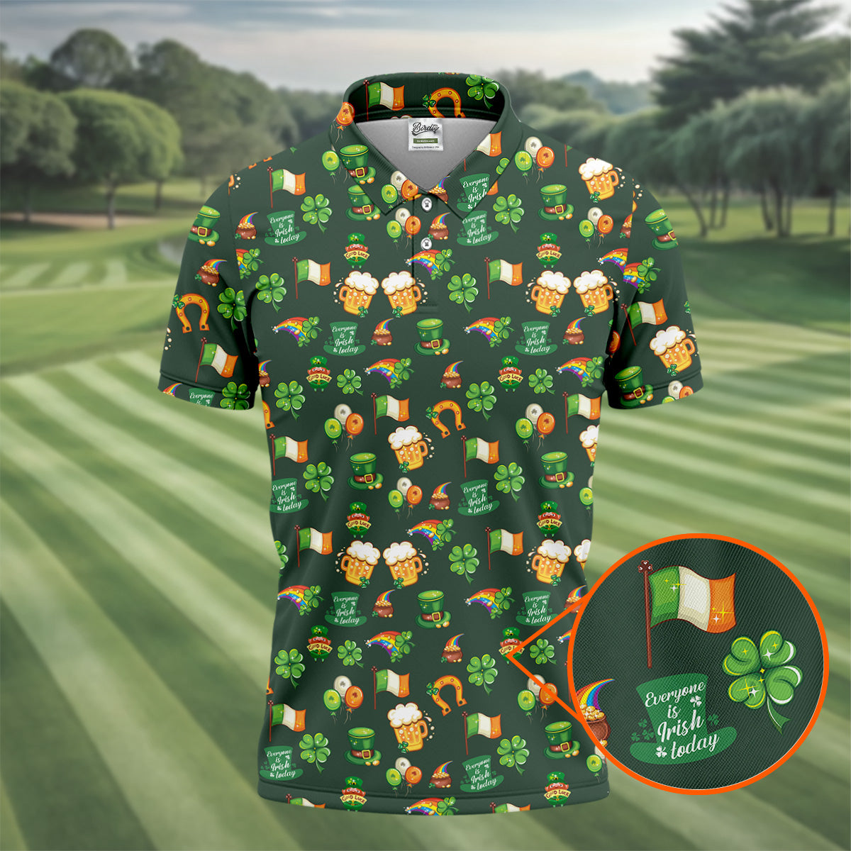 Everyone Is Irish Today Shamrock St Patrick's Day Dark Green Golf Shirt, Polo Shirts For Men, Golf Shirts For Men