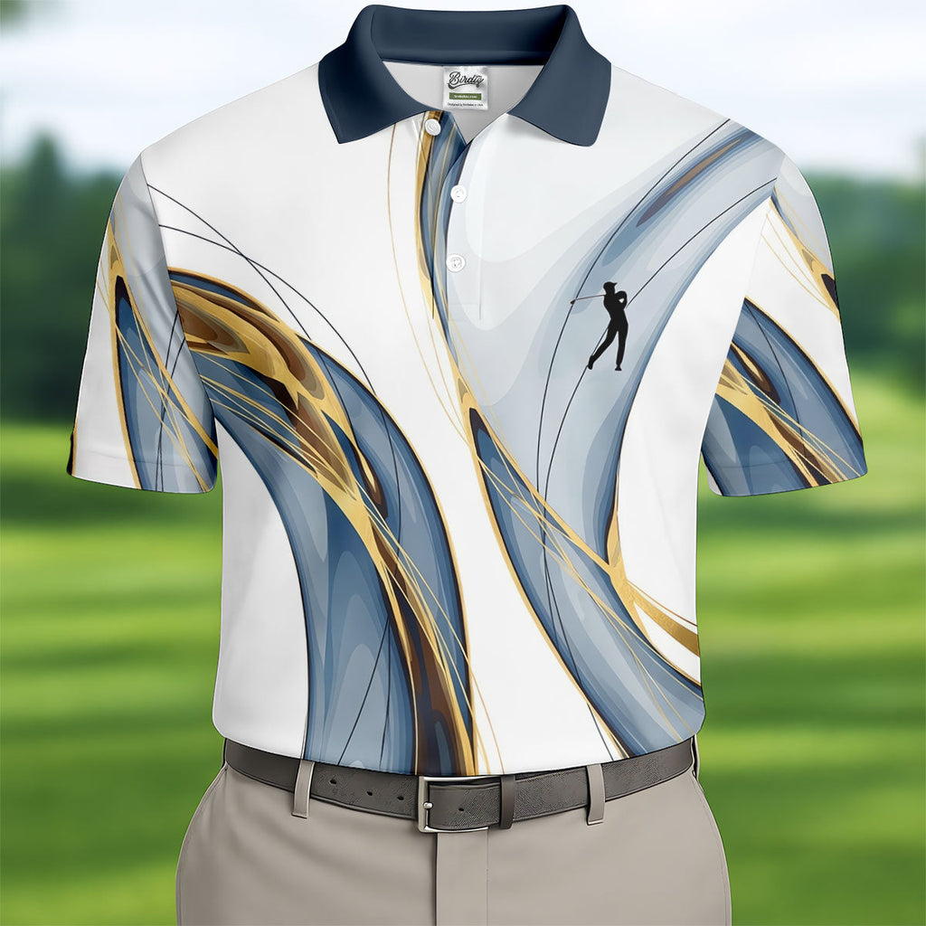 Abstract Line Art Retro Golf Shirt, Golf Shirts For Men, Polo Shirts For Men, Golf Gift For Men