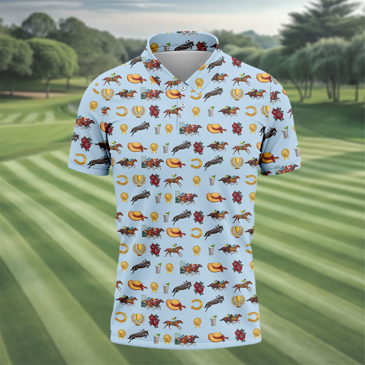 Run For The Roses Horse Ride Racing Golf Tops For Men, Golf Shirts For Men, Polo Shirts For Men