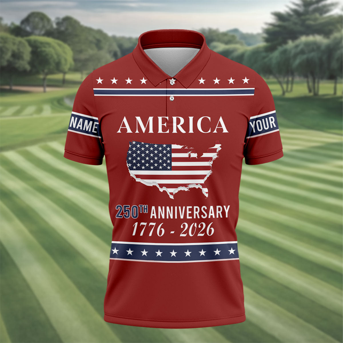 America 250th Anniversary 1776-2926 Red Golf Shirt, 4th Of July Patriotic Golf Shirts For Men