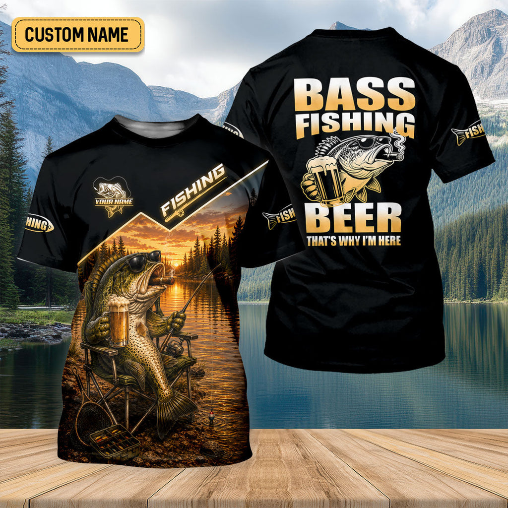 Bass Fishing Beer That's Why I'm Here Funny UPF Shirt, Womens Fishing Shirt, Fishing Shirt