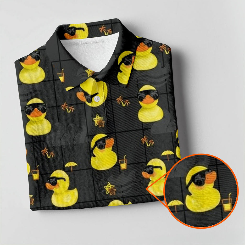 Yellow Rubber Duck Men's Funny Golf Shirts, Black Golf Shirt, Polo Shirts For Men, Golf Shirts For Men
