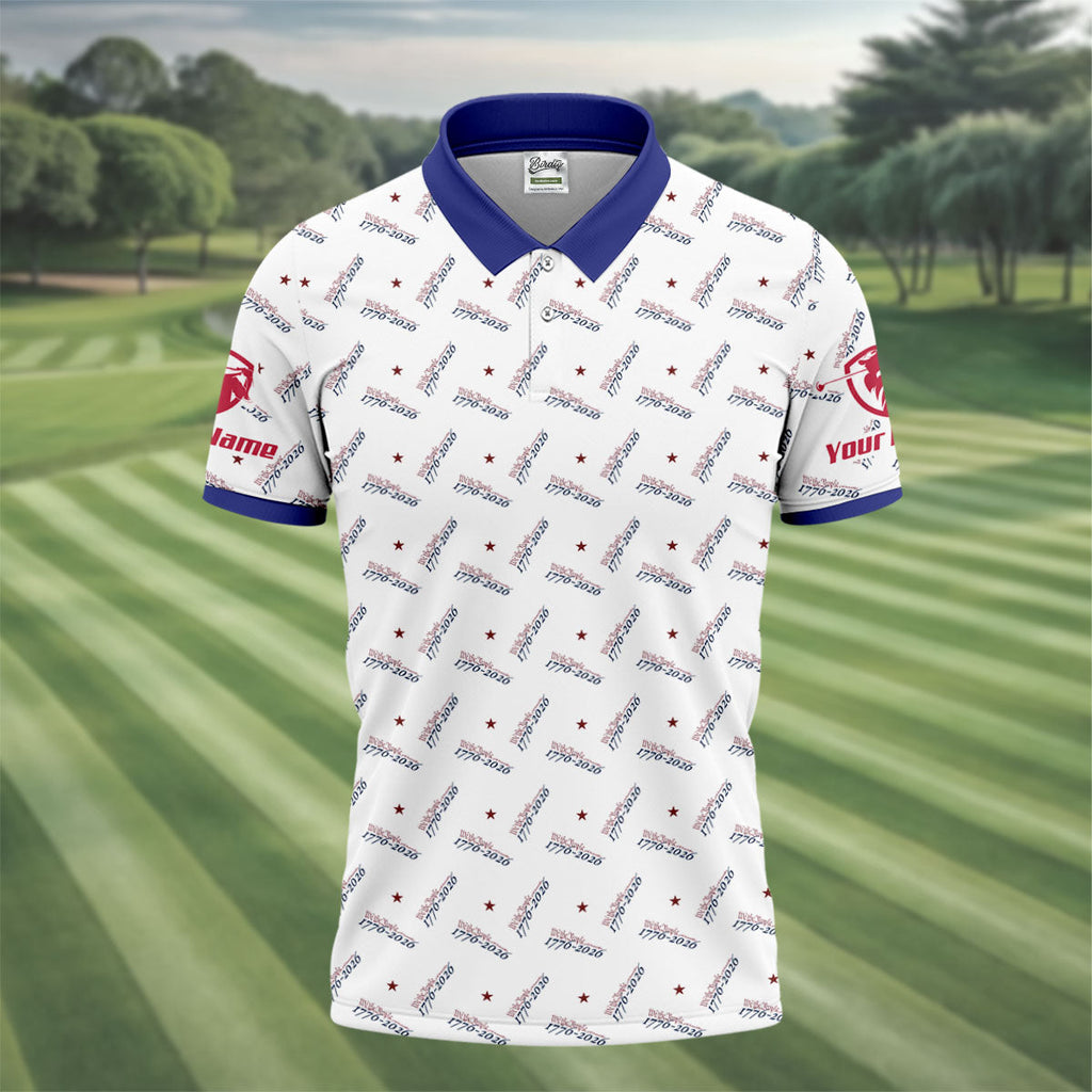 We The People 1776-2026 White Golf Shirt, 250th Anniversary Patriotic Golf Shirt, Golf Shirts For Men, Polo For Men